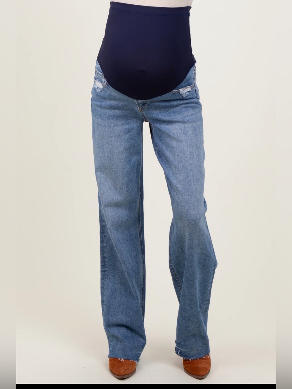Maternity Blue Vintage Wash Wide-Leg Jeans